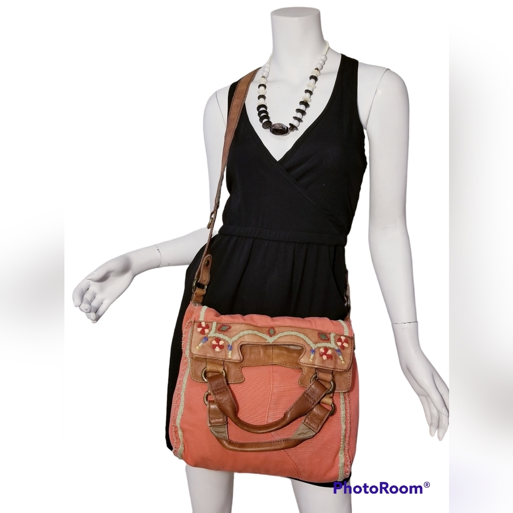 elena gilbert Lucky Brand Abbey Road Foldover Bag CORAL FLORAL STASH HIPPIE